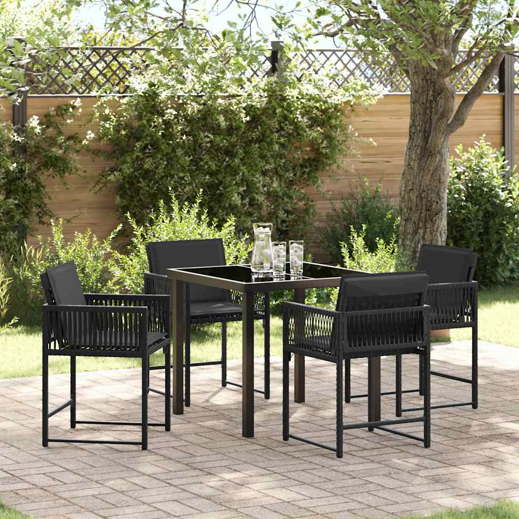 vidaXL Garden Dining Set 5 pcs Black Poly Rattan