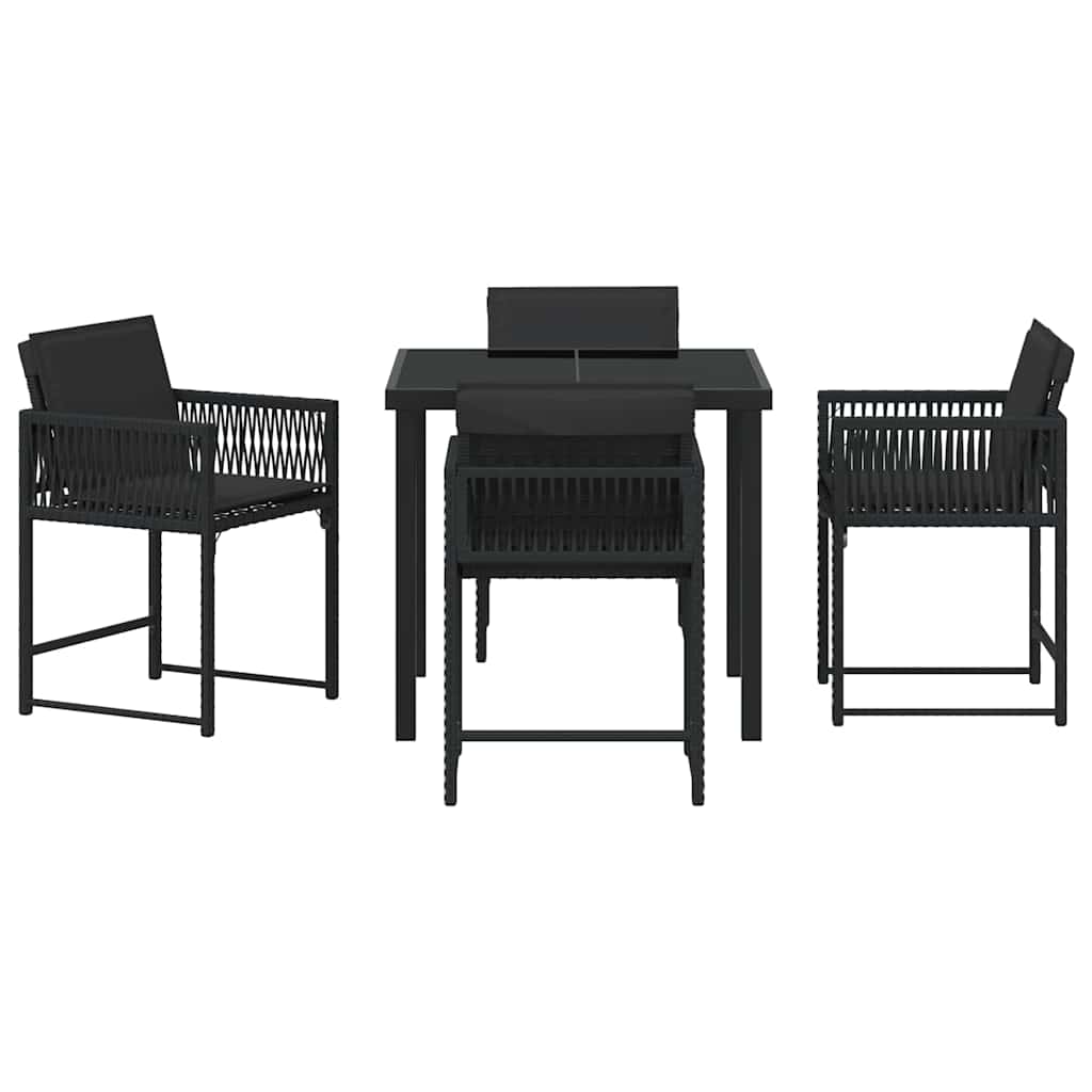 vidaXL Garden Dining Set 5 pcs Black Poly Rattan
