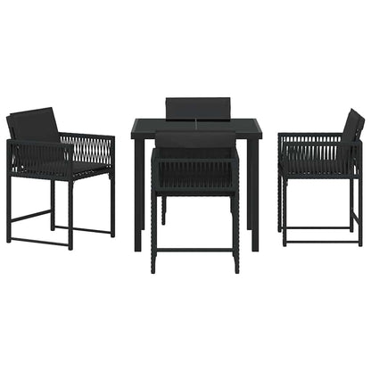 vidaXL Garden Dining Set 5 pcs Black Poly Rattan