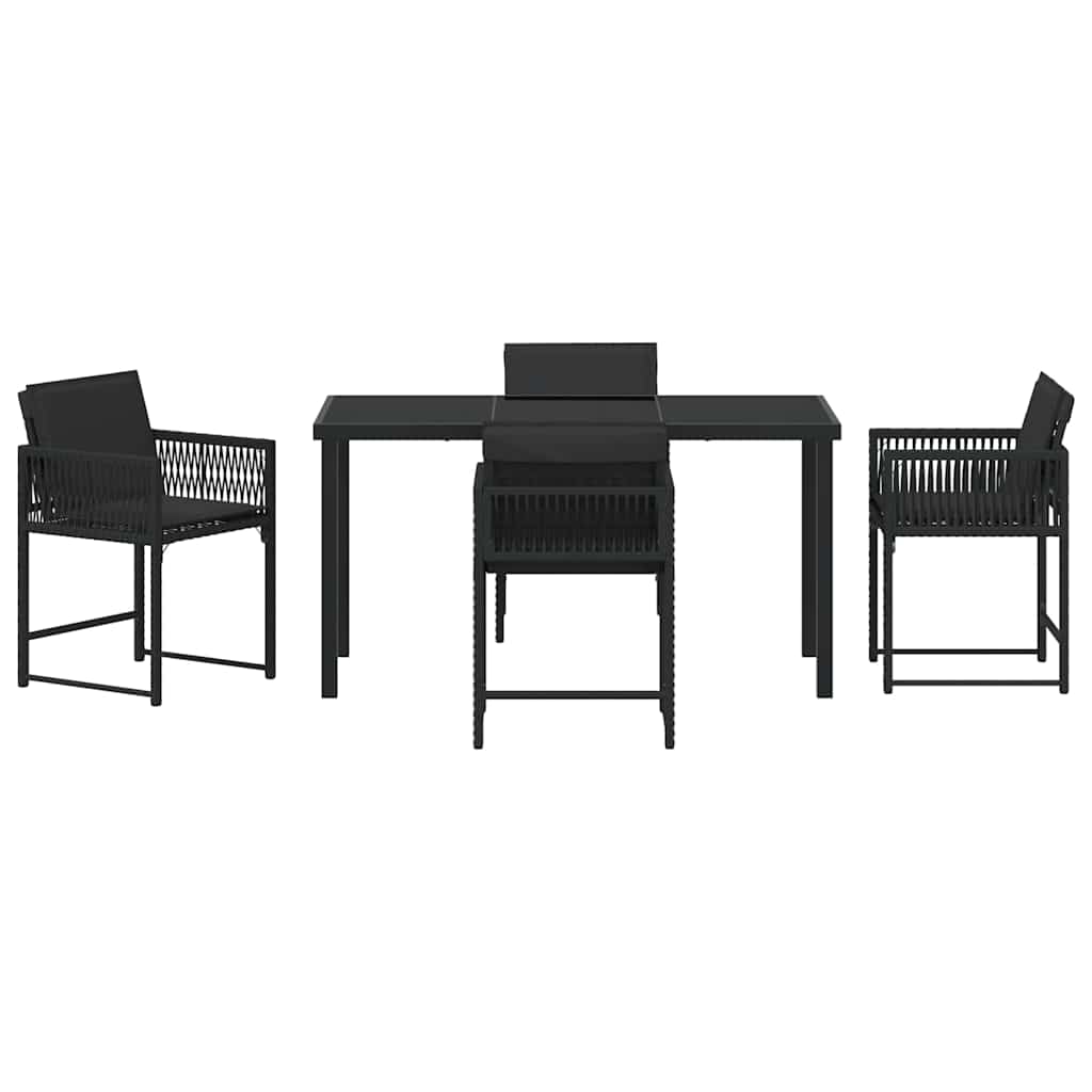 vidaXL Garden Dining Set 5 pcs Black Poly Rattan