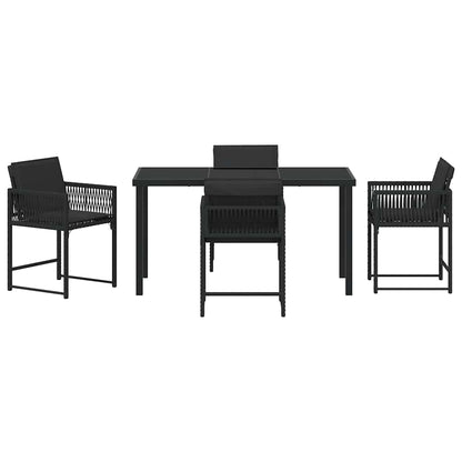 vidaXL Garden Dining Set 5 pcs Black Poly Rattan