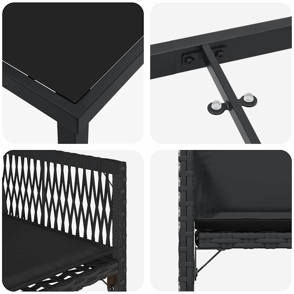 vidaXL Garden Dining Set 9 pcs Black Poly Rattan
