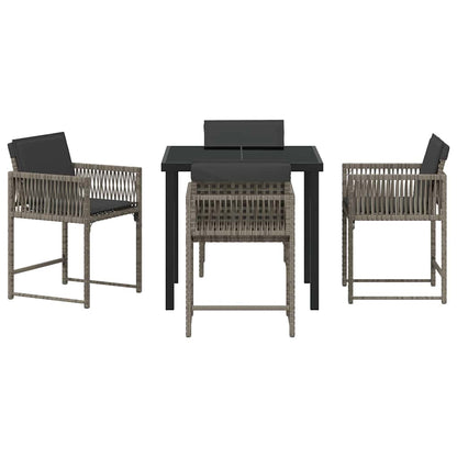 vidaXL Garden Dining Set 5 pcs Grey Poly Rattan