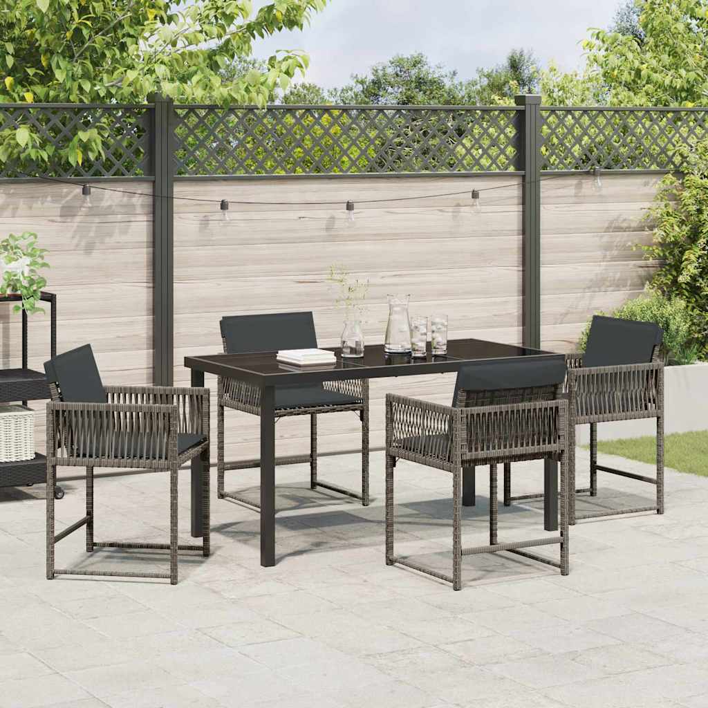 vidaXL Garden Dining Set 5 pcs Grey Poly Rattan
