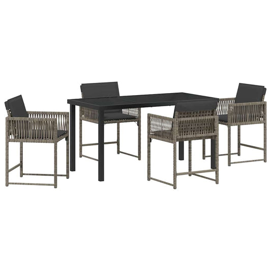 vidaXL Garden Dining Set 5 pcs Grey Poly Rattan