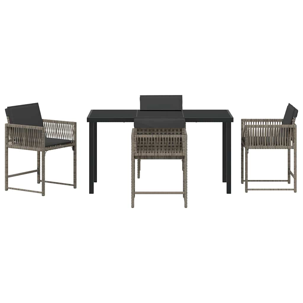 vidaXL Garden Dining Set 5 pcs Grey Poly Rattan