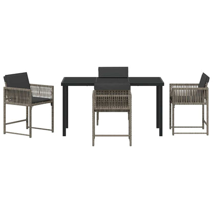 vidaXL Garden Dining Set 5 pcs Grey Poly Rattan