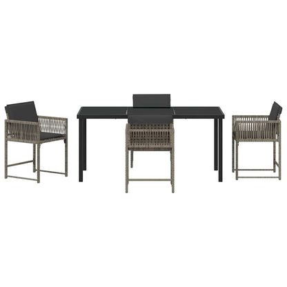 vidaXL Garden Dining Set 5 pcs Grey Poly Rattan
