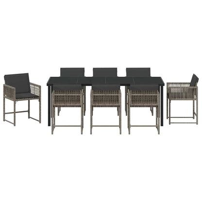 vidaXL Garden Dining Set 9 pcs Grey Poly Rattan