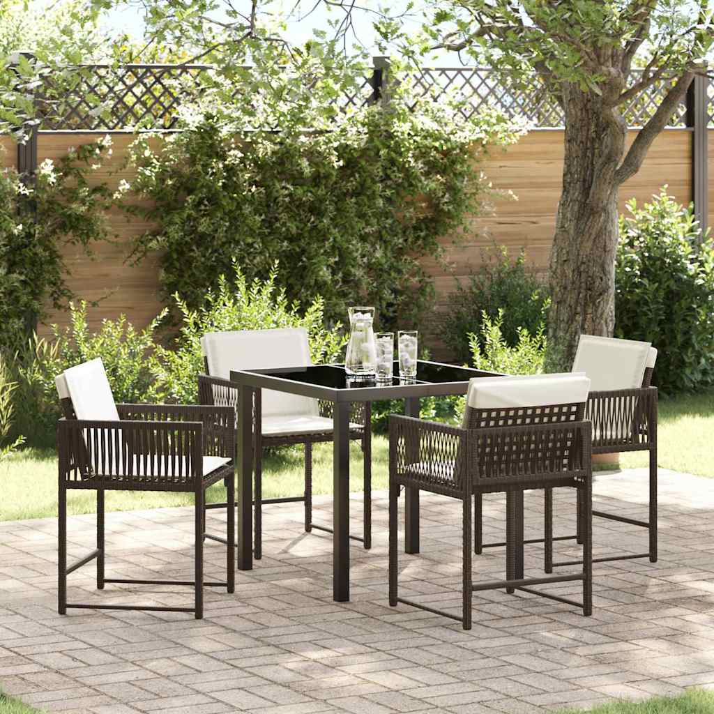 vidaXL Garden Dining Set 5 pcs Brown Poly Rattan