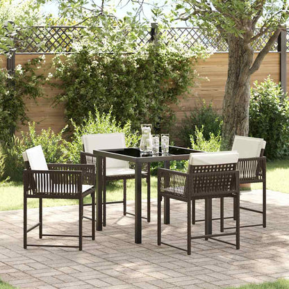 vidaXL Garden Dining Set 5 pcs Brown Poly Rattan