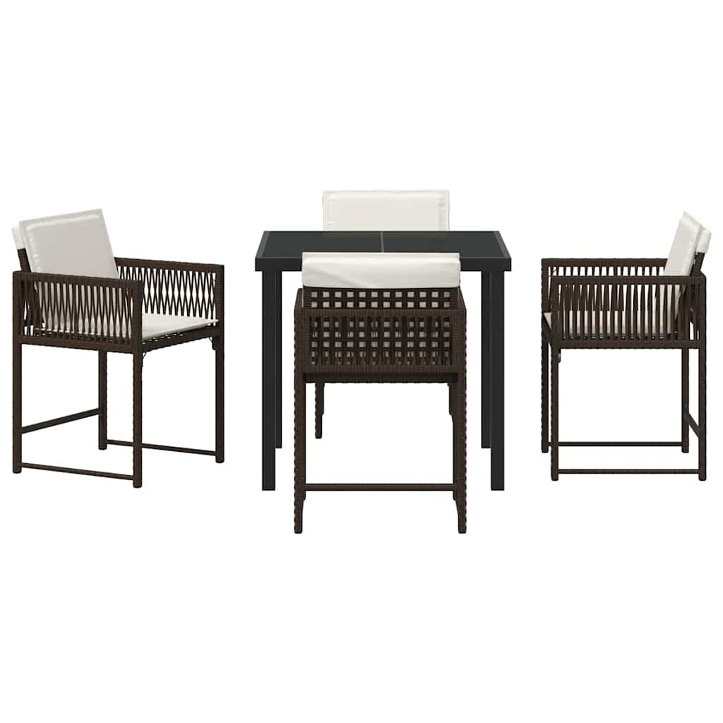 vidaXL Garden Dining Set 5 pcs Brown Poly Rattan