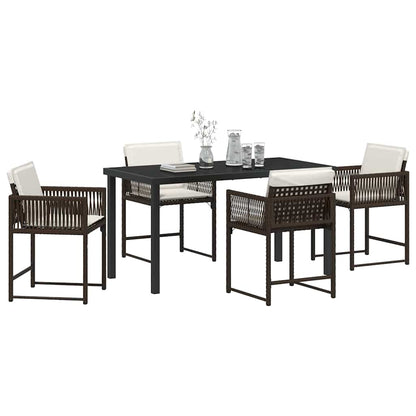 vidaXL Garden Dining Set 5 pcs Brown Poly Rattan