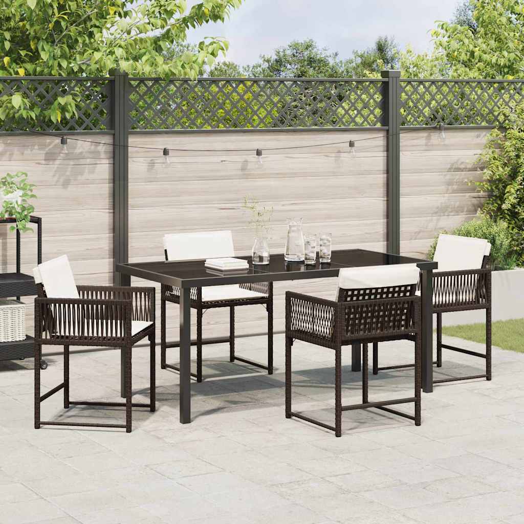vidaXL Garden Dining Set 5 pcs Brown Poly Rattan