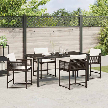 vidaXL Garden Dining Set 5 pcs Brown Poly Rattan