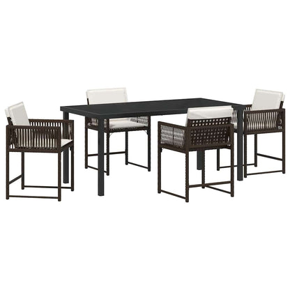 vidaXL Garden Dining Set 5 pcs Brown Poly Rattan