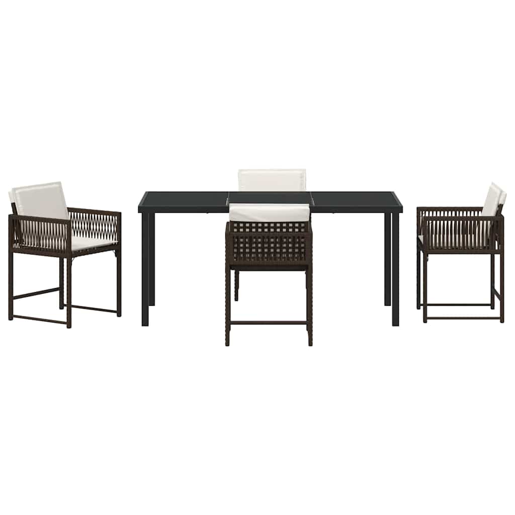 vidaXL Garden Dining Set 5 pcs Brown Poly Rattan
