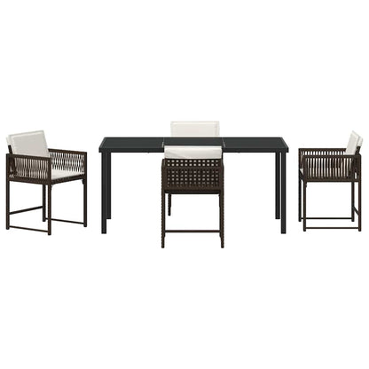 vidaXL Garden Dining Set 5 pcs Brown Poly Rattan