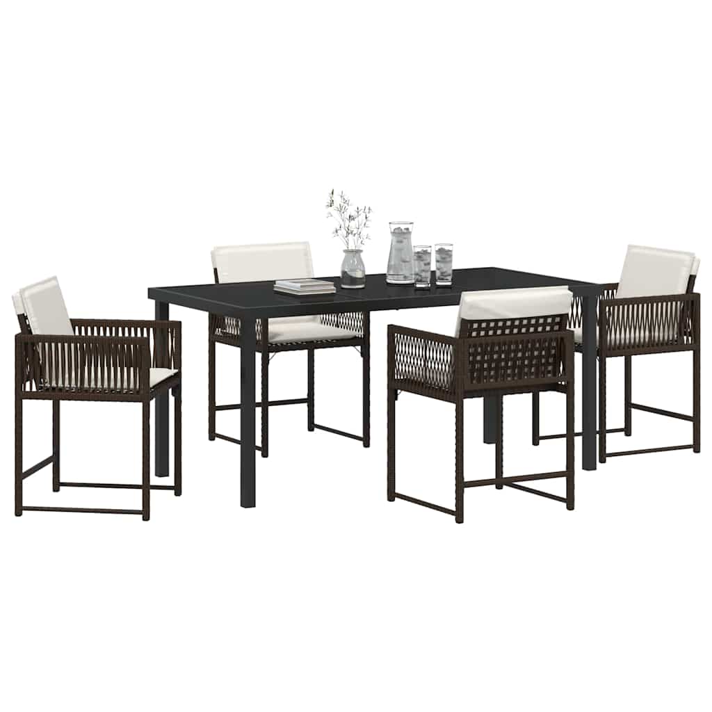 vidaXL Garden Dining Set 5 pcs Brown Poly Rattan
