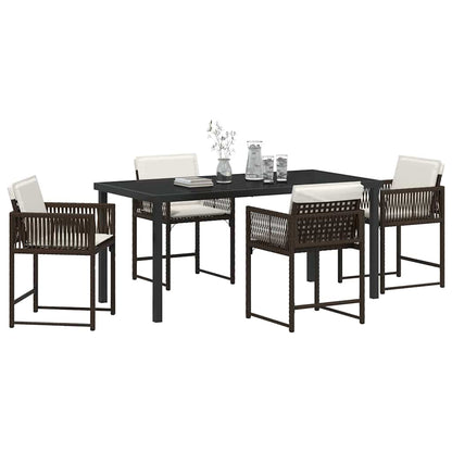 vidaXL Garden Dining Set 5 pcs Brown Poly Rattan