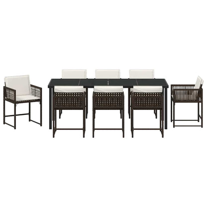 vidaXL Garden Dining Set 9 pcs Brown Poly Rattan