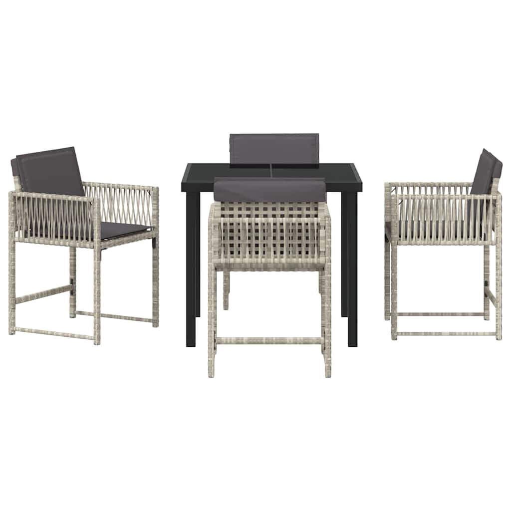 vidaXL Garden Dining Set 5 pcs Light Grey Poly Rattan