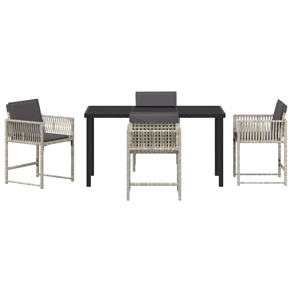 vidaXL Garden Dining Set 5 pcs Light Grey Poly Rattan