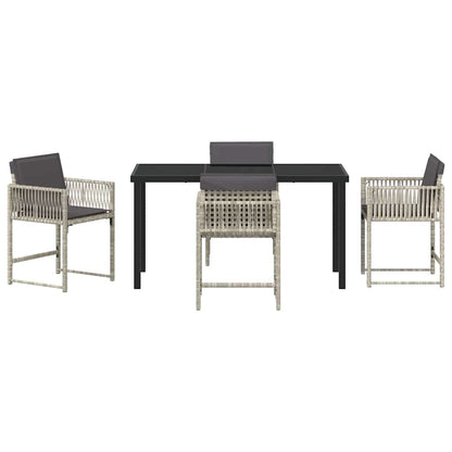 vidaXL Garden Dining Set 5 pcs Light Grey Poly Rattan