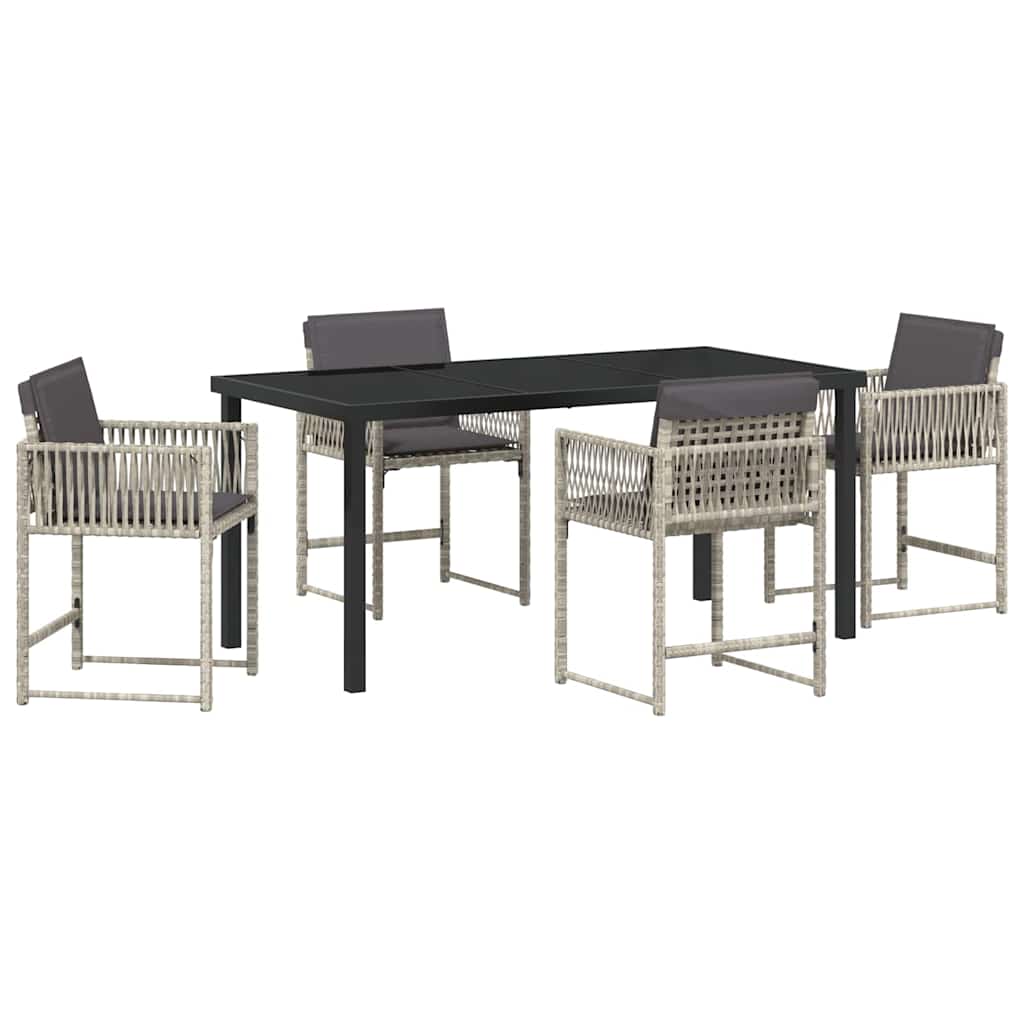 vidaXL Garden Dining Set 5 pcs Light Grey Poly Rattan