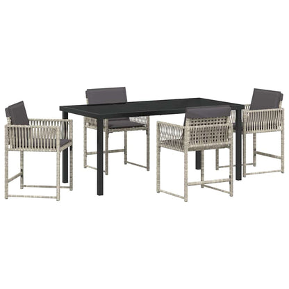 vidaXL Garden Dining Set 5 pcs Light Grey Poly Rattan