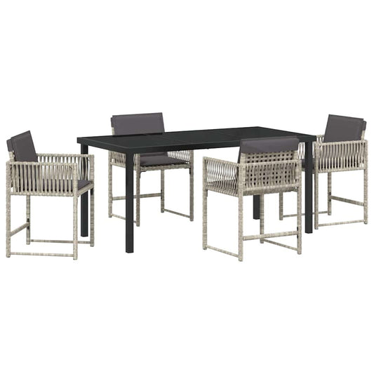 vidaXL Garden Dining Set 5 pcs Light Grey Poly Rattan