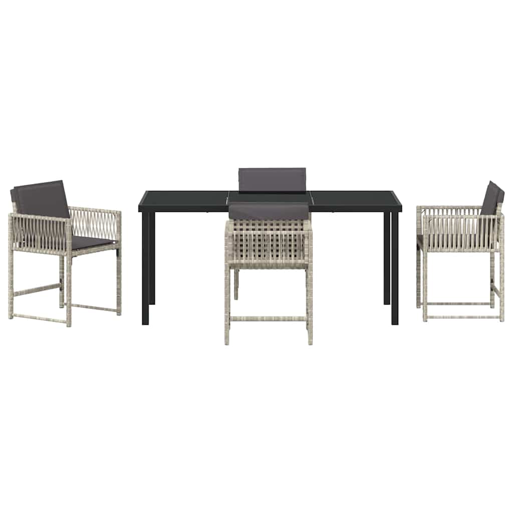 vidaXL Garden Dining Set 5 pcs Light Grey Poly Rattan