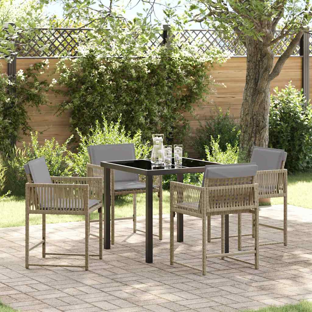 vidaXL Garden Dining Set 5 pcs Beige Poly Rattan