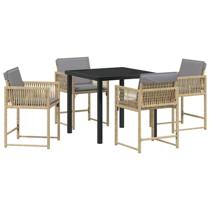 vidaXL Garden Dining Set 5 pcs Beige Poly Rattan