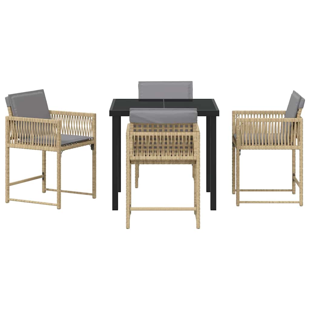 vidaXL Garden Dining Set 5 pcs Beige Poly Rattan