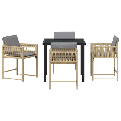 vidaXL Garden Dining Set 5 pcs Beige Poly Rattan