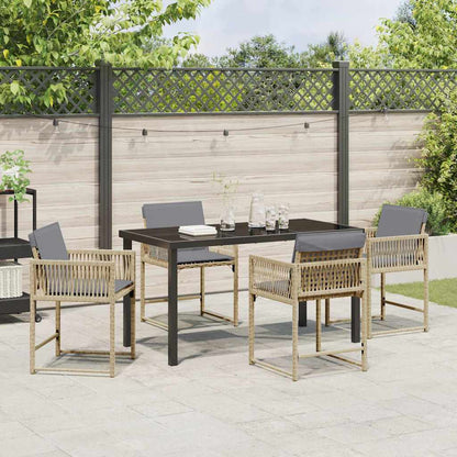 vidaXL Garden Dining Set 5 pcs Beige Poly Rattan