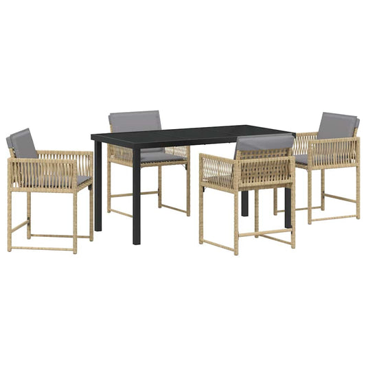 vidaXL Garden Dining Set 5 pcs Beige Poly Rattan