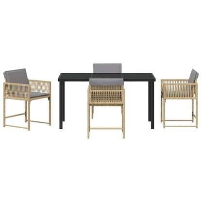 vidaXL Garden Dining Set 5 pcs Beige Poly Rattan
