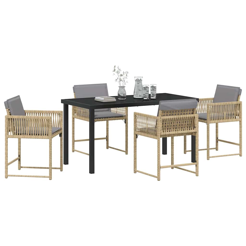 vidaXL Garden Dining Set 5 pcs Beige Poly Rattan