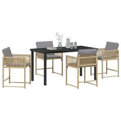 vidaXL Garden Dining Set 5 pcs Beige Poly Rattan