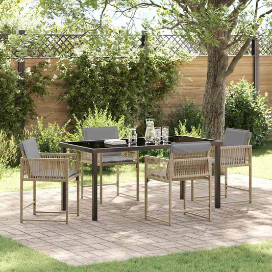 vidaXL Garden Dining Set 5 pcs Beige Poly Rattan