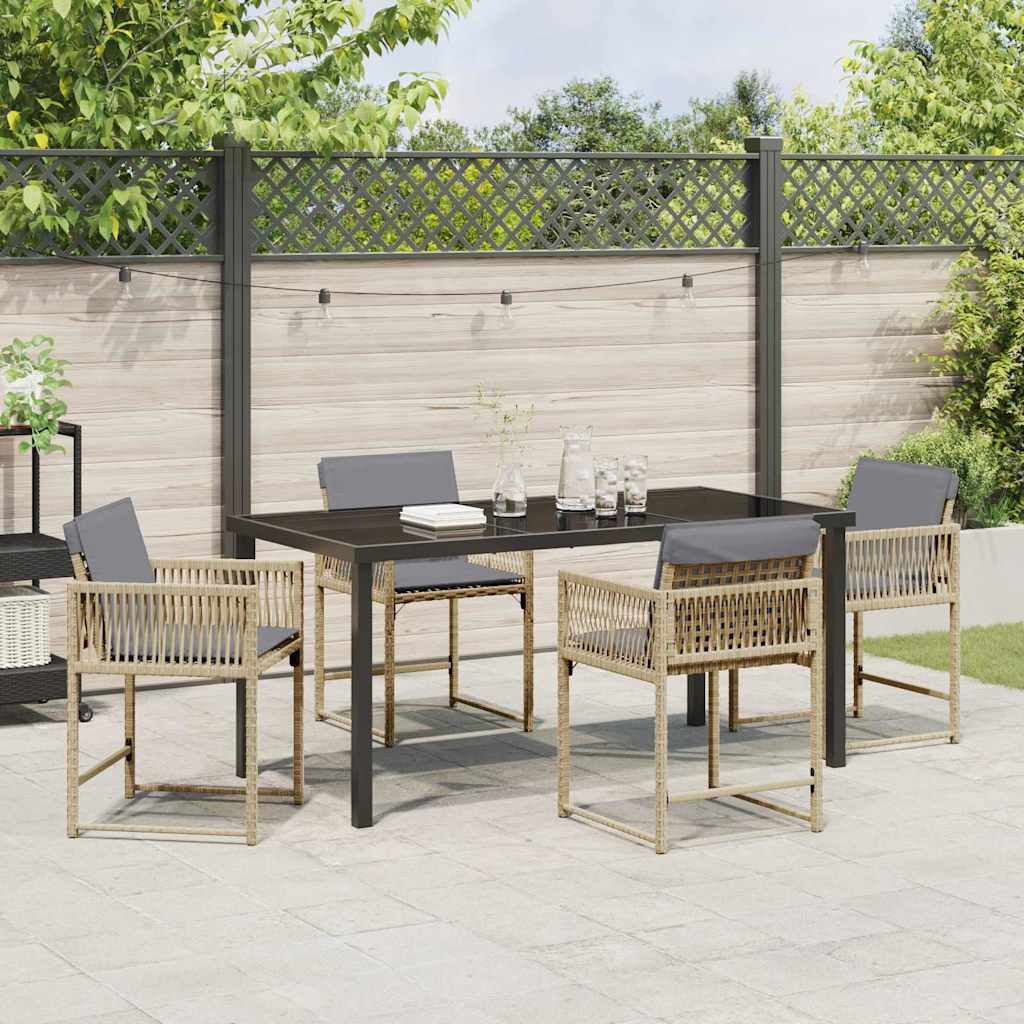 vidaXL Garden Dining Set 5 pcs Beige Poly Rattan