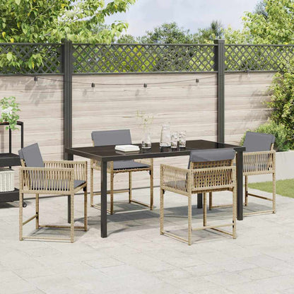 vidaXL Garden Dining Set 5 pcs Beige Poly Rattan