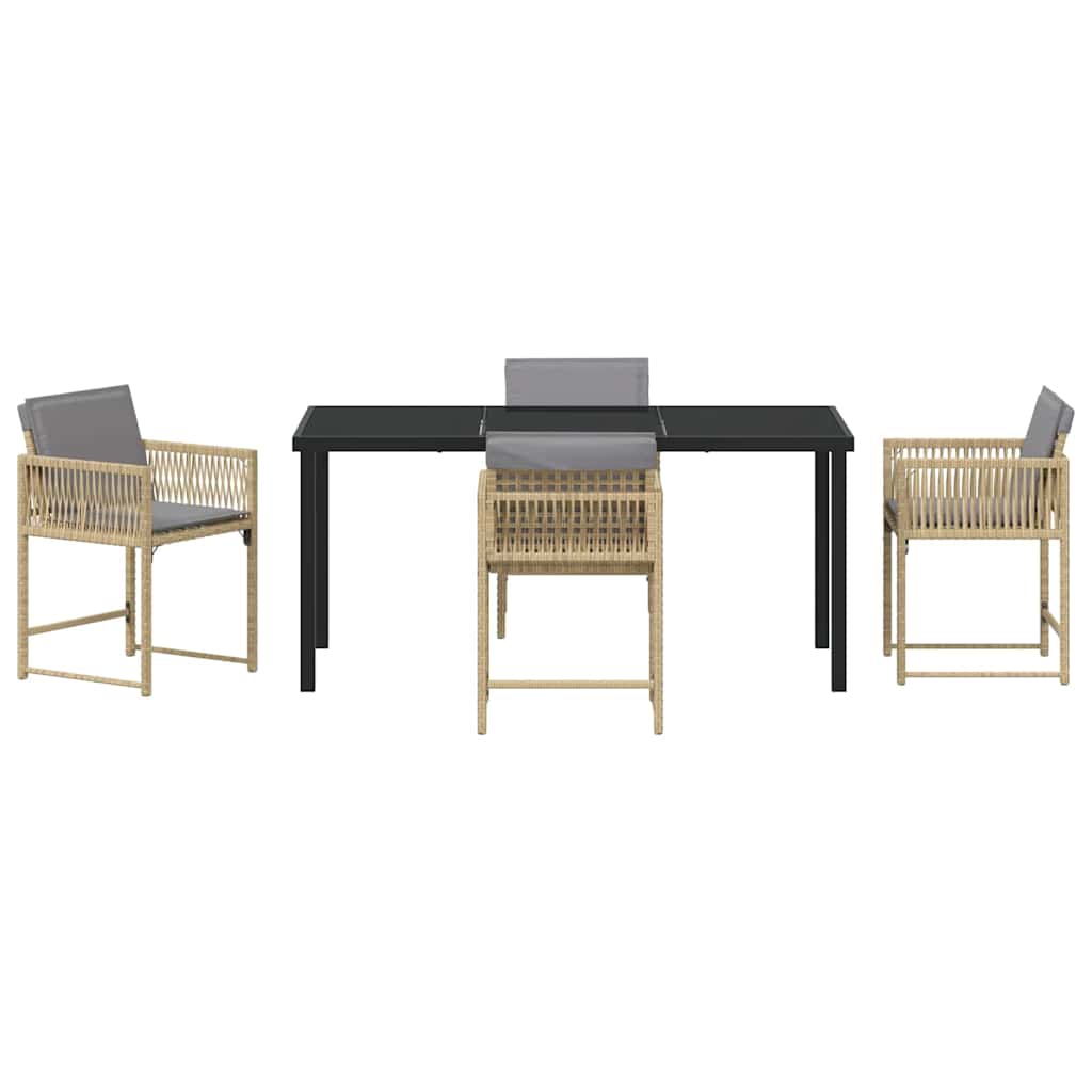 vidaXL Garden Dining Set 5 pcs Beige Poly Rattan