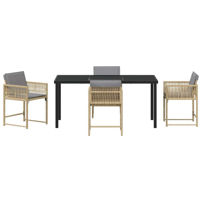 vidaXL Garden Dining Set 5 pcs Beige Poly Rattan