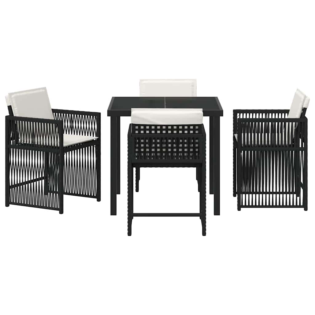 vidaXL Garden Dining Set 5 pcs Black Poly Rattan