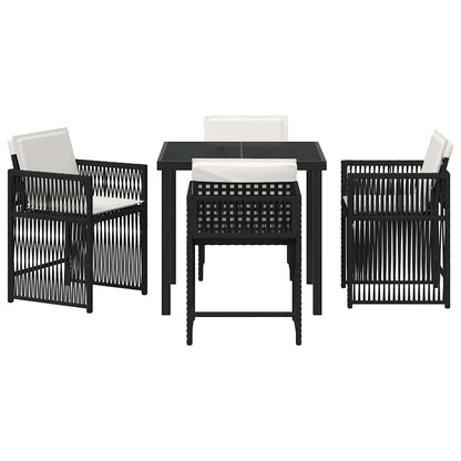 vidaXL Garden Dining Set 5 pcs Black Poly Rattan