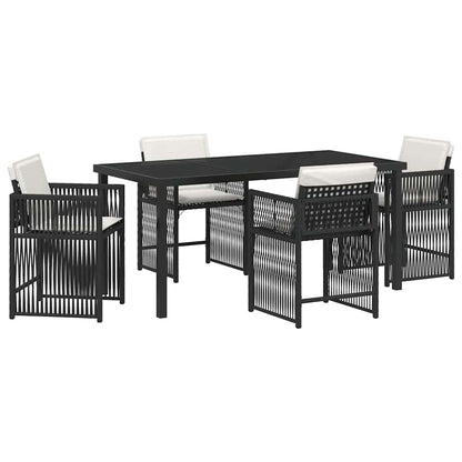 vidaXL Garden Dining Set 5 pcs Black Poly Rattan