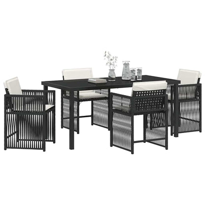 vidaXL Garden Dining Set 5 pcs Black Poly Rattan